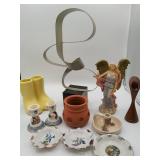 Ceramic Angel, Plates, Candlesticks