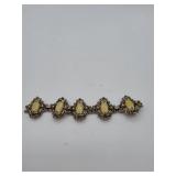 Silver Bracelet with Yellow Cabochons
