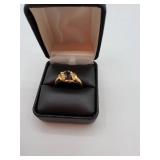 Gold tone Ring with Black Stone
