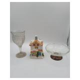 Glassware with Ceramic House