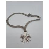 Silver Mesh Necklace With Cross Pendant