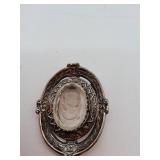 Silver-Tone Cameo Brooch