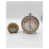 Two Vintage Metal Alarm Clocks
