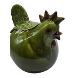 Green ceramic chicken cookie jar