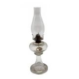 Queen Anne clear glass oil lamp