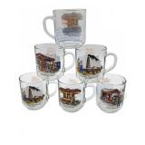 Gulf Collector Series Glass Coffee Mugs Set of 6