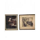 Framed print with framed drawing