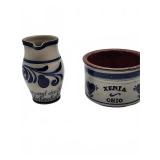 Goebel pitcher and Xenia Ohio stoneware crock