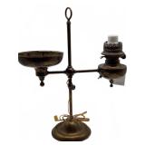 Brass oil lamp with burner and reservoir