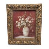 Vivian Flasch floral painting in wood frame