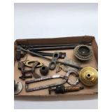Brass and metal stove hardware lot