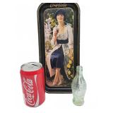 Coca-Cola tray, bottle, and can bank