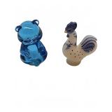 Fenton glass bear and signed chicken figurine