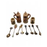 Ceramic Beer Steins with Miniature Mugs and Souven