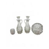 Pressed glass cruets and vases lot