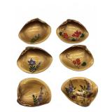 Hand Painted Clam Shell Dishes Set of Six