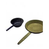Enamel Skillet and Hand Painted Saucepan