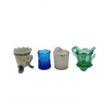 Four Assorted Colored Glass Miniature Pieces