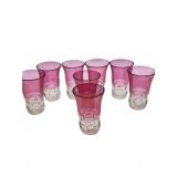 7 pink and clear glass tumblers