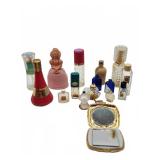 Perfume bottles, powder jar, compact mirror