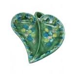 California Pottery green divided leaf dish
