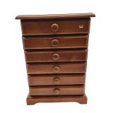 Wooden thread chest with embroidery floss