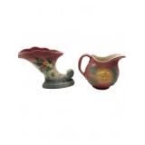 Hull Pottery cornucopia vase and creamer