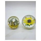 Jun Flower and Floral Glass Paperweights