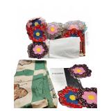 Quilt top with flower patches and pattern