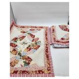 Quilt and Pillow Shams with Floral Patchwork