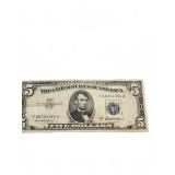 1953B $5 Silver Certificate Note