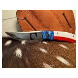 Custom Trump drop point, 3 3/4" blade and leather
