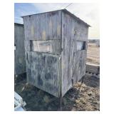 Elevated hunting blind. 48'W, 72'L, 72'T, plywood