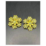 Vintage clip on flower design with rhinestones