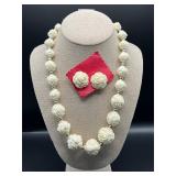 Vintage Rose graduated Beaded Necklace & earrings