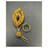 vintage gold-toned floral brooch
