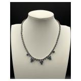 Vintage light blue rhinestones necklace.