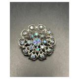 vintage brooch with Aurora Borealis rhinestones