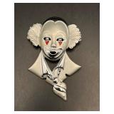 vintage silver-tone clown face brooch pin