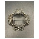 vintage Beau sterling silver filigree brooch.
