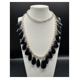 black teardrop beaded necklace