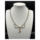 Vintage white and pink rhinestones choker necklace