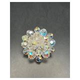 vintage Aurora Borealis beaded cluster brooch