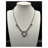 Vintage rhinestone choker necklace. Heart shape.