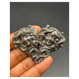 Vintage Art Deco style two Women, Long Hair brooch
