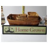 Home Grown Sign & Fruit Baskets