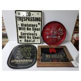 Signs: Michelob, Lowenbrau, World