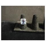 14k White Gold Filigree Ring With Topaz Colored