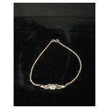 14k Gold Filigree Bracelet With Aquamarine Stone