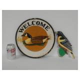 Wood Welcome Goose Sign & Wood Oriole Window